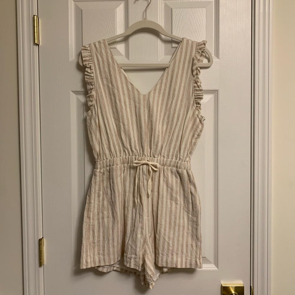 Allie Rose Striped Linen Romper - large
